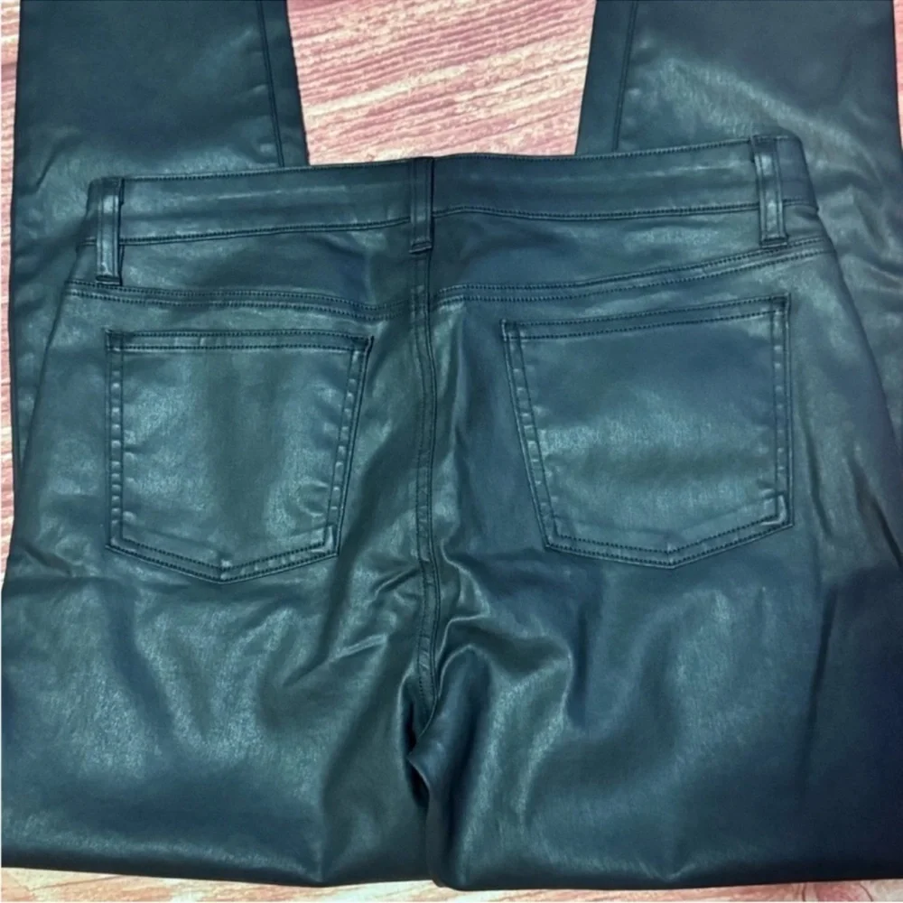 Eileen Fisher Black Organic Cotton Waxed Jeans straight Pants Size 10